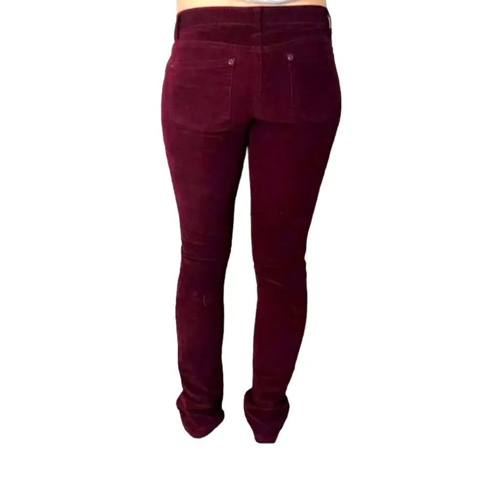 Burgundy Corduroy Spandex Blend Trousers